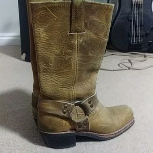 Distressed Frye harness boots